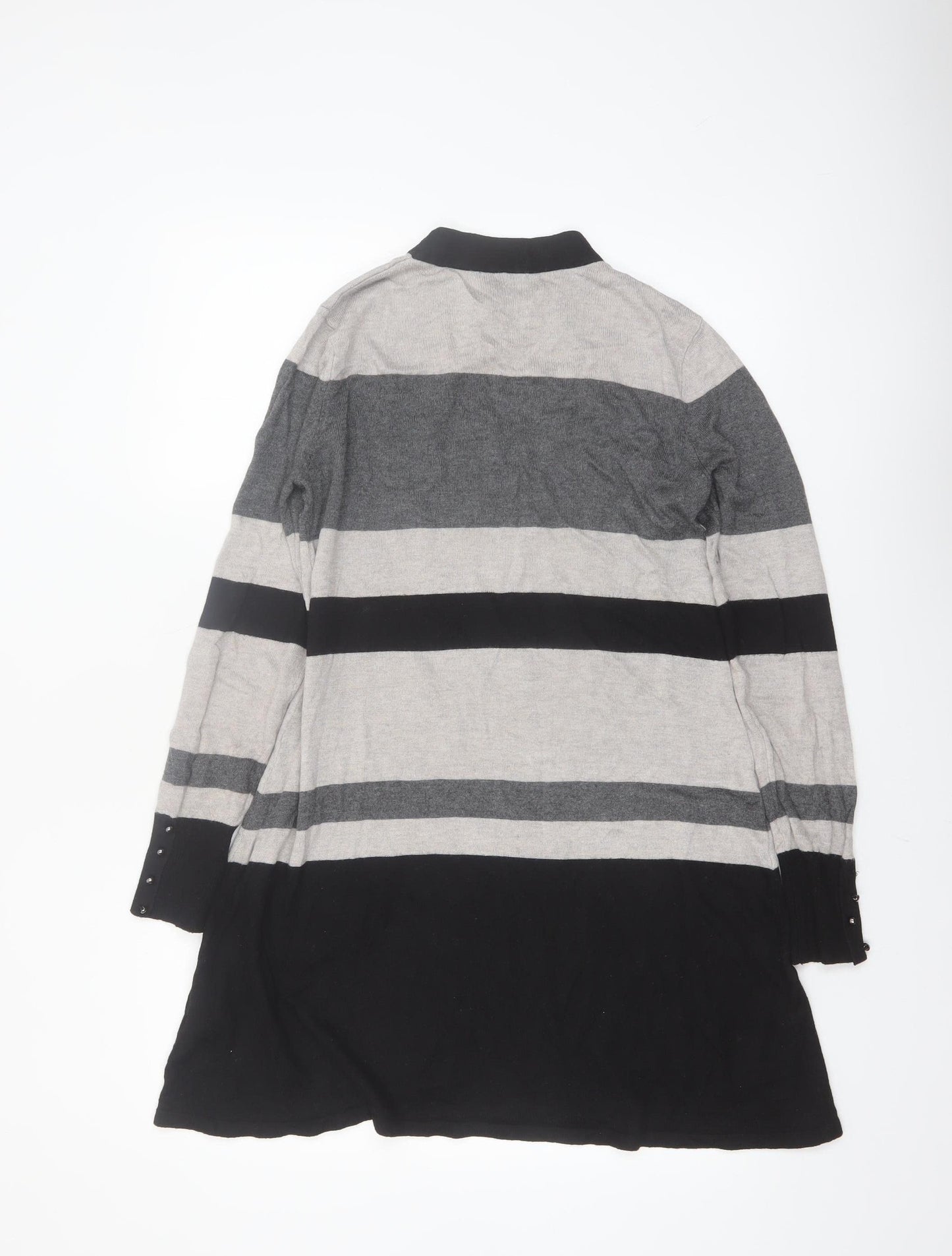 Warehouse Women Grey Striped Long Sleeve Tunic Jumper Size 12