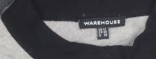 Warehouse Women Grey Striped Long Sleeve Tunic Jumper Size 12