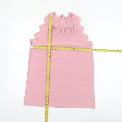 Ted Baker Womens Pink High Neck Sleeveless Bow Detail Knit Top Size 12
