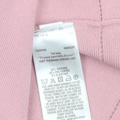 Ted Baker Womens Pink High Neck Sleeveless Bow Detail Knit Top Size 12