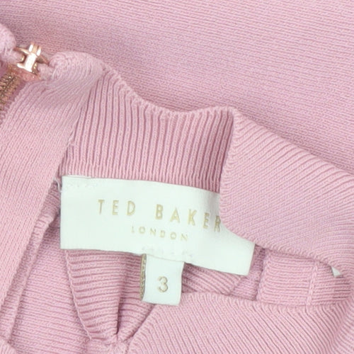 Ted Baker Womens Pink High Neck Sleeveless Bow Detail Knit Top Size 12
