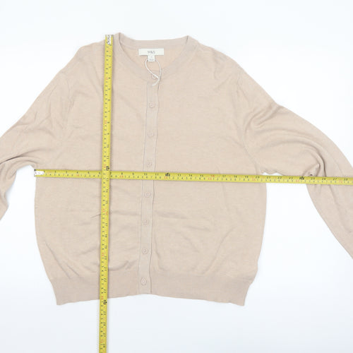 Marks and Spencer Women’s Beige Cardigan Size 14 Crew Neck Knit