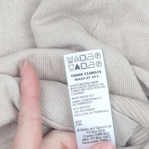 Marks and Spencer Women’s Beige Cardigan Size 14 Crew Neck Knit