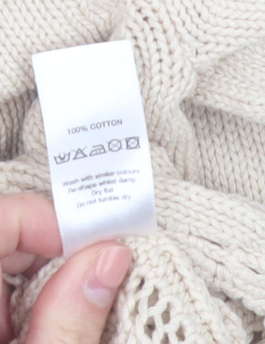 Wallis Women Beige Cotton V-Neck Long Sleeve Cardigan Size 12