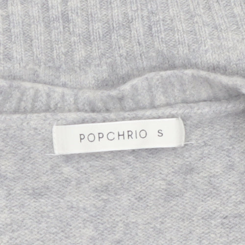 POPCHRIO Women's Grey Wool Blend Sleeveless V-Neck Vest Jumper Size S