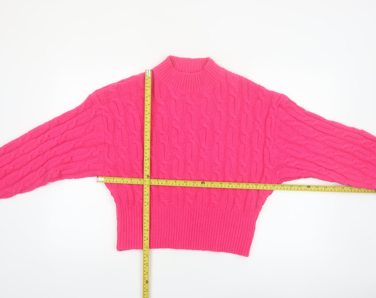 Cider Women's Pink Cable-Knit Mock Neck Pullover Jumper XL