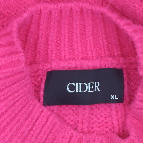Cider Women's Pink Cable-Knit Mock Neck Pullover Jumper XL
