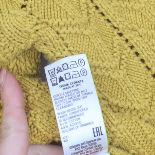 Marks and Spencer Per Una Women’s Yellow Cable-Knit Ruffle Jumper Size 14