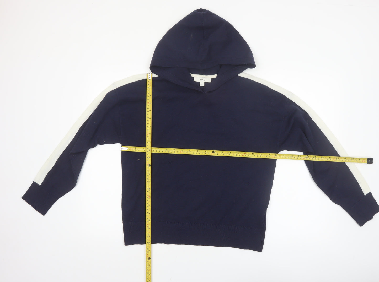 Marks and Spencer Women Blue Hooded Pullover Jumper M