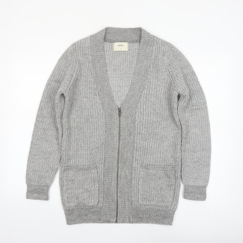 Papaya Women’s Grey Chunky Knit Full Zip Cardigan Size S