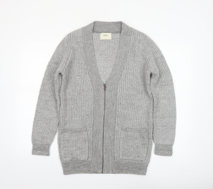 Papaya Women’s Grey Chunky Knit Full Zip Cardigan Size S