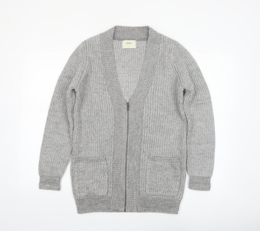 Papaya Women’s Grey Chunky Knit Full Zip Cardigan Size S