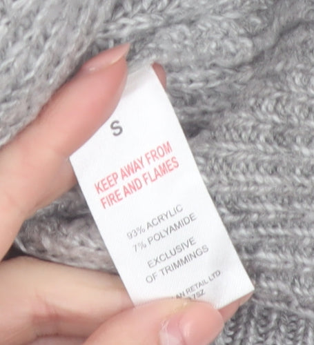 Papaya Women’s Grey Chunky Knit Full Zip Cardigan Size S
