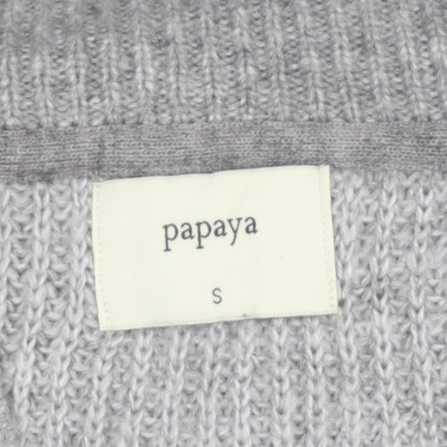 Papaya Women’s Grey Chunky Knit Full Zip Cardigan Size S