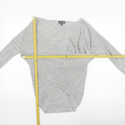 Topshop Women Grey V-Neck Knit Pullover Jumper Size 6