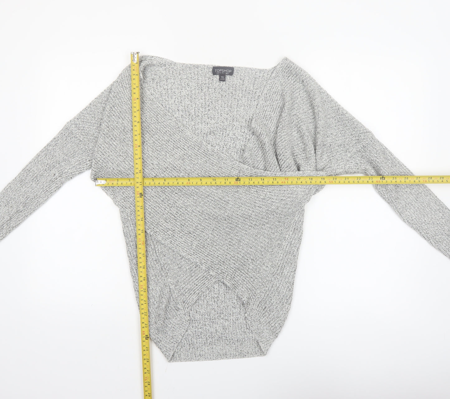 Topshop Women Grey V-Neck Knit Pullover Jumper Size 6