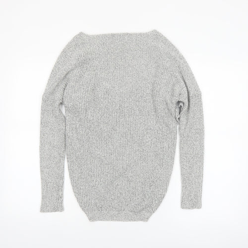 Topshop Women Grey V-Neck Knit Pullover Jumper Size 6