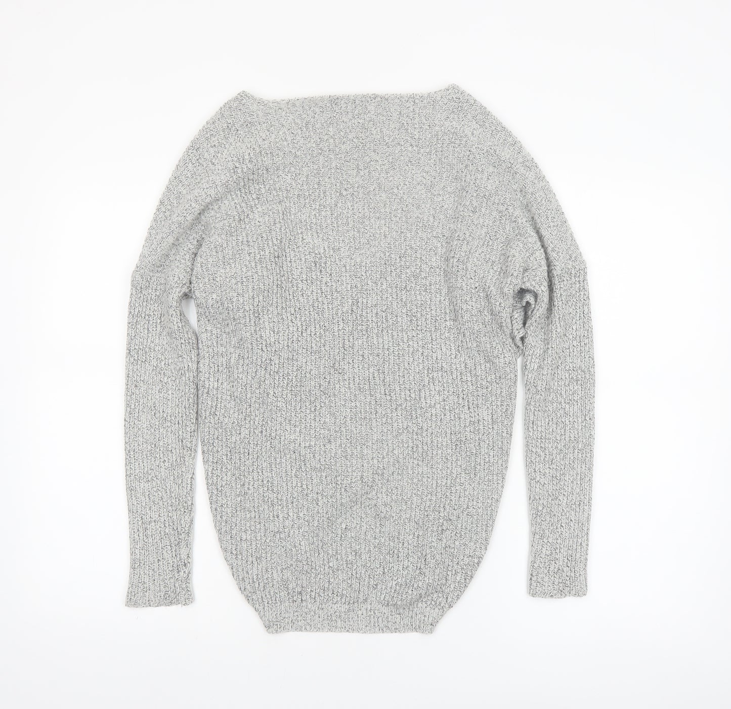Topshop Women Grey V-Neck Knit Pullover Jumper Size 6