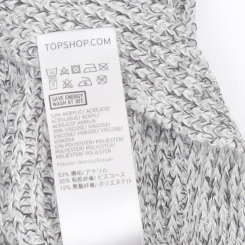 Topshop Women Grey V-Neck Knit Pullover Jumper Size 6