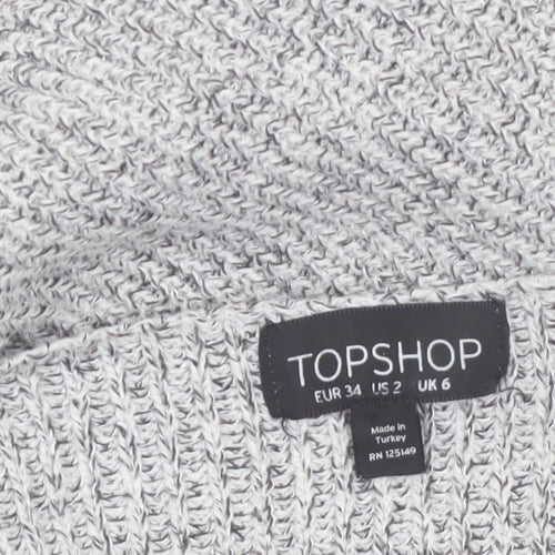 Topshop Women Grey V-Neck Knit Pullover Jumper Size 6