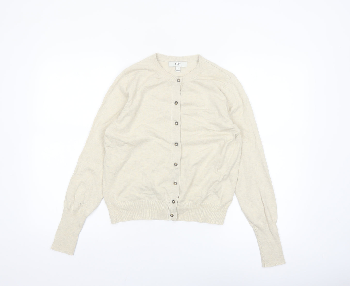Marks and Spencer Women’s Beige Size 12 Button Cardigan