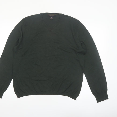 Banana Republic Men's Green Silk Cashmere V-Neck Jumper Size M