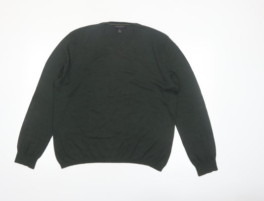 Banana Republic Men's Green Silk Cashmere V-Neck Jumper Size M