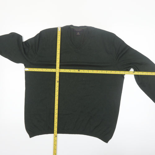 Banana Republic Men's Green Silk Cashmere V-Neck Jumper Size M