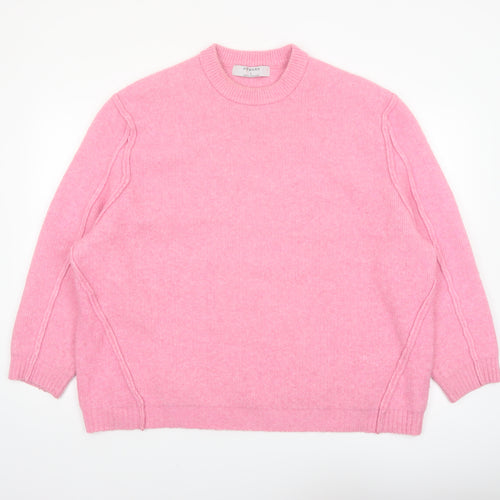 Primark Women's Pink Crew Neck Knitted Pullover Jumper Size L
