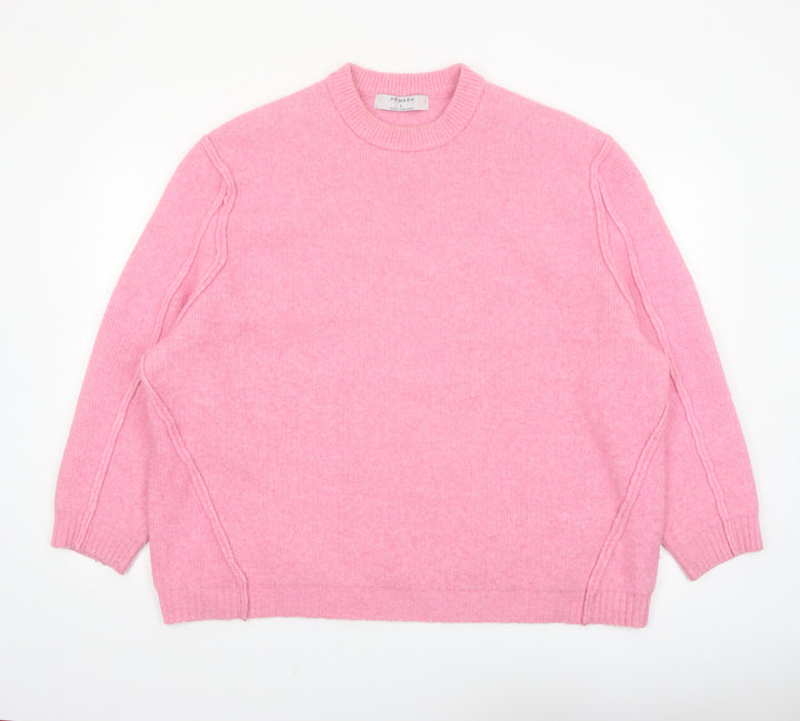 Primark Women's Pink Crew Neck Knitted Pullover Jumper Size L