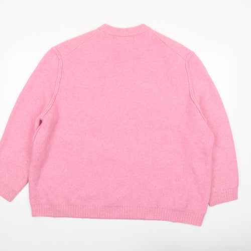 Primark Women's Pink Crew Neck Knitted Pullover Jumper Size L