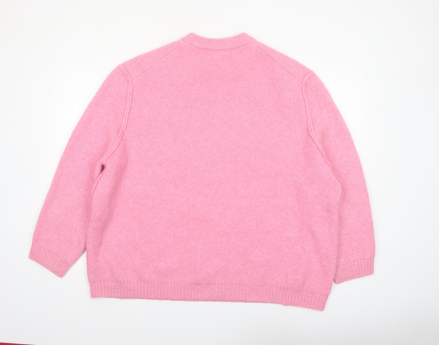 Primark Women's Pink Crew Neck Knitted Pullover Jumper Size L
