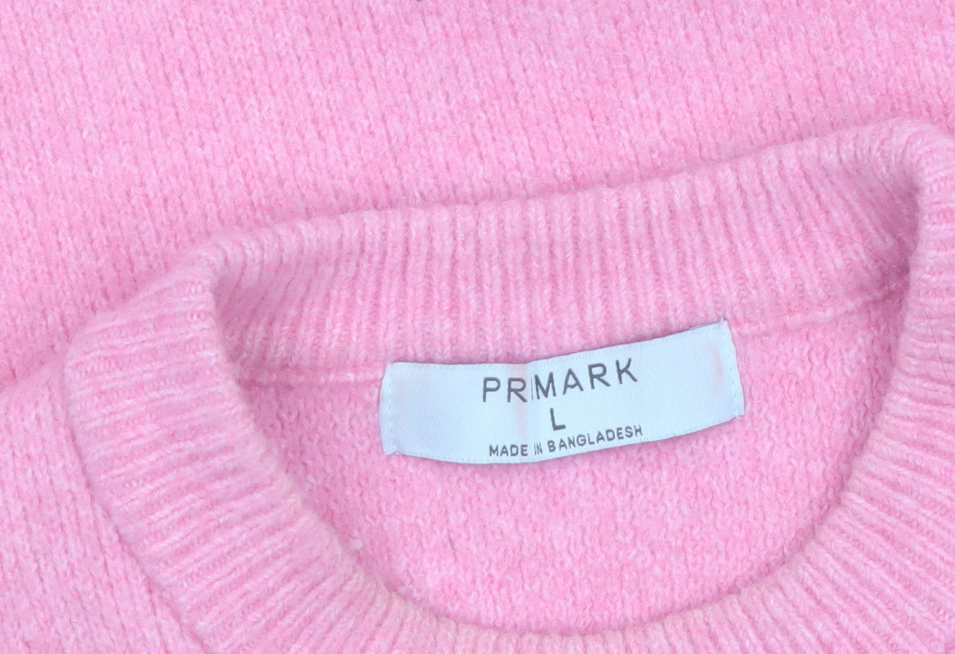 Primark Women's Pink Crew Neck Knitted Pullover Jumper Size L