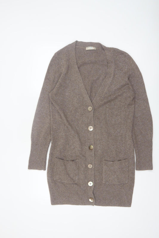 Marks and Spencer Women Brown Long Sleeve V-Neck Cardigan Size 16