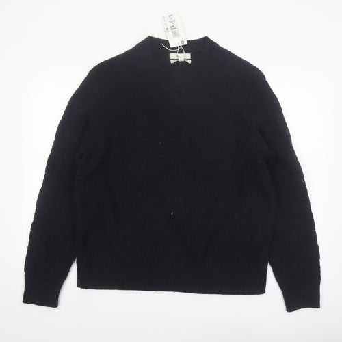 Marks and Spencer Mens Black Lambswool Blend Crew Neck Jumper L