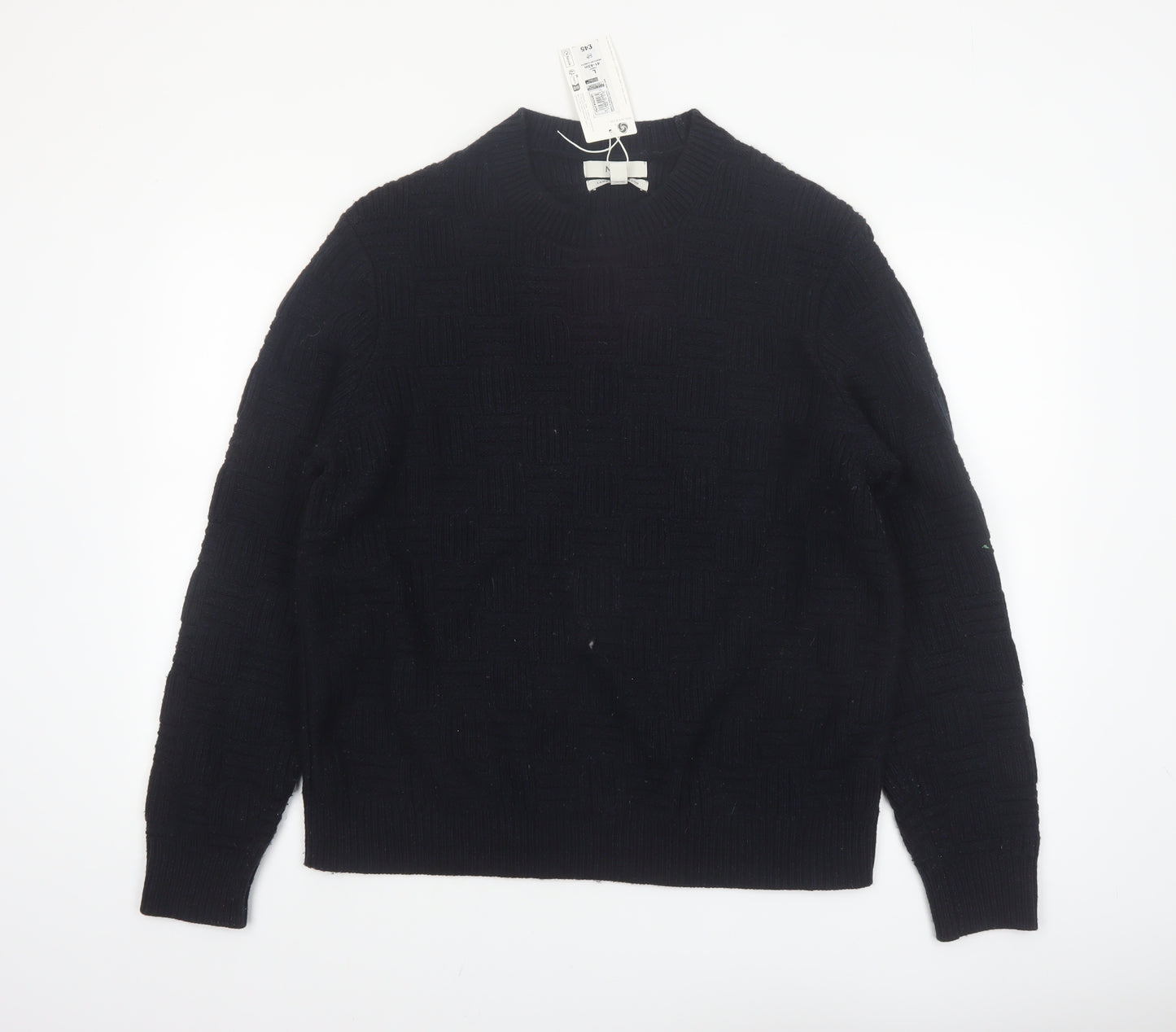 Marks and Spencer Mens Black Lambswool Blend Crew Neck Jumper L