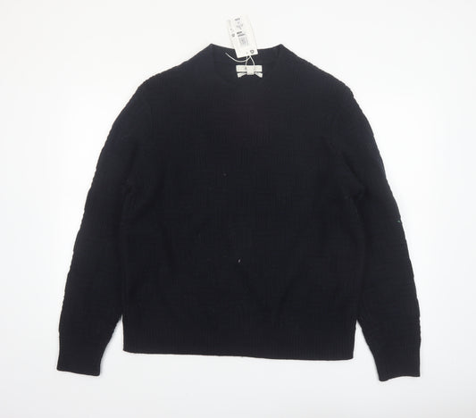 Marks and Spencer Mens Black Lambswool Blend Crew Neck Jumper L