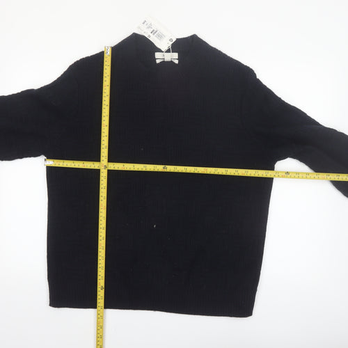 Marks and Spencer Mens Black Lambswool Blend Crew Neck Jumper L