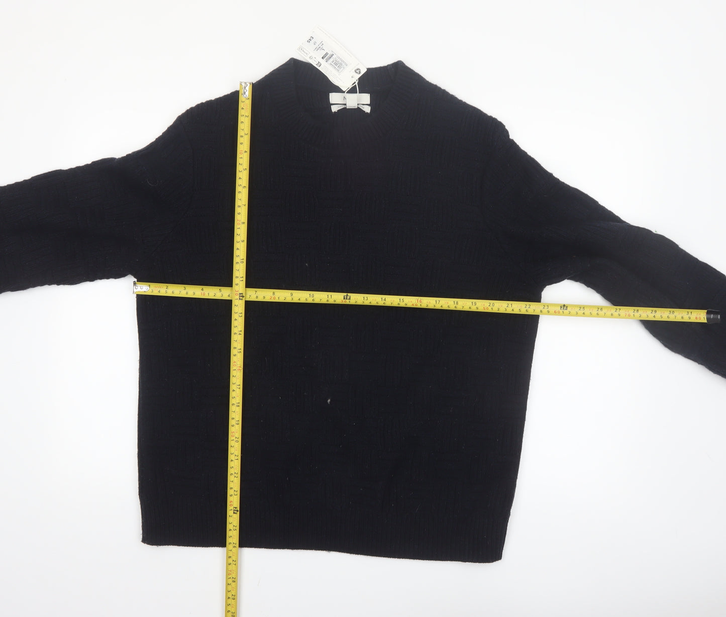 Marks and Spencer Mens Black Lambswool Blend Crew Neck Jumper L