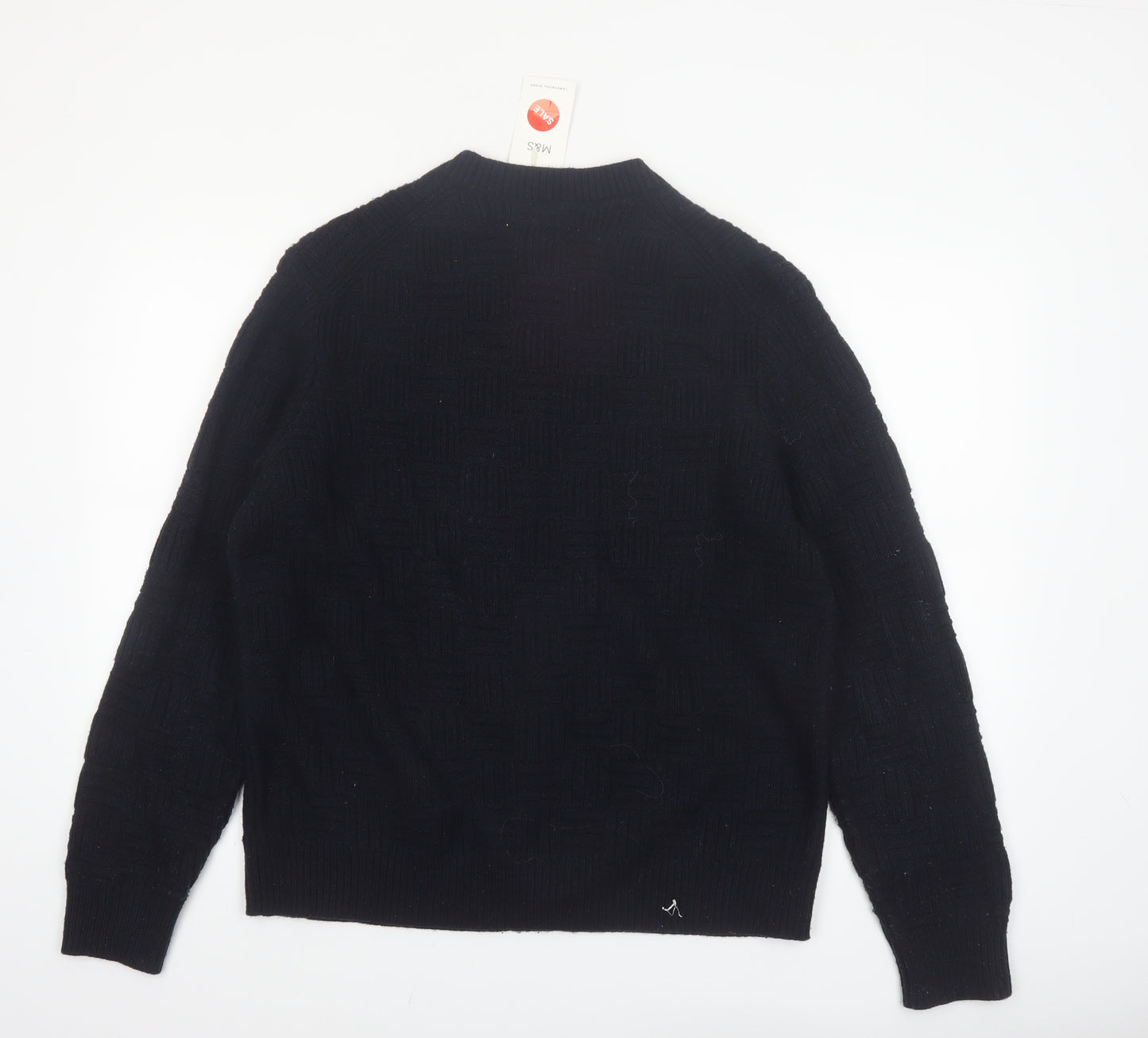 Marks and Spencer Mens Black Lambswool Blend Crew Neck Jumper L