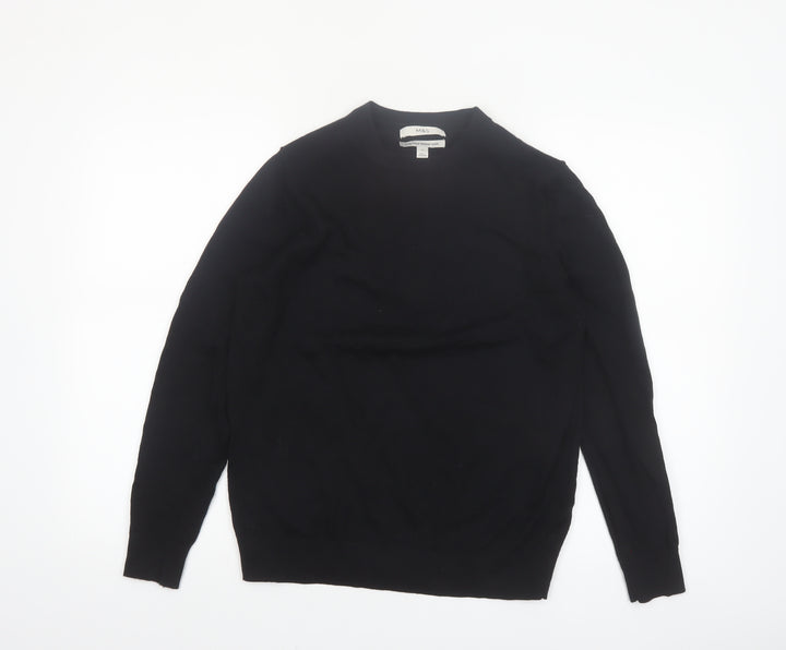 Marks and Spencer Womens Black Merino Wool Crew Neck Jumper Size 12