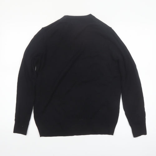 Marks and Spencer Womens Black Merino Wool Crew Neck Jumper Size 12