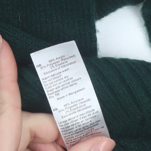 New Look Women's Green Crew Neck Knit Pullover Jumper Size M