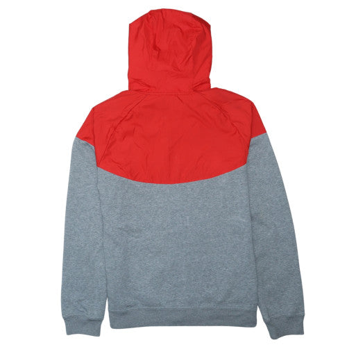 Nike Men's Grey & Red Windrunner Full Zip Hooded Track Jacket M