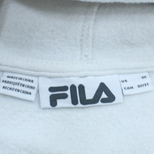 FILA Mens White 3XL Pullover Hoodie Fleece Logo Sweatshirt