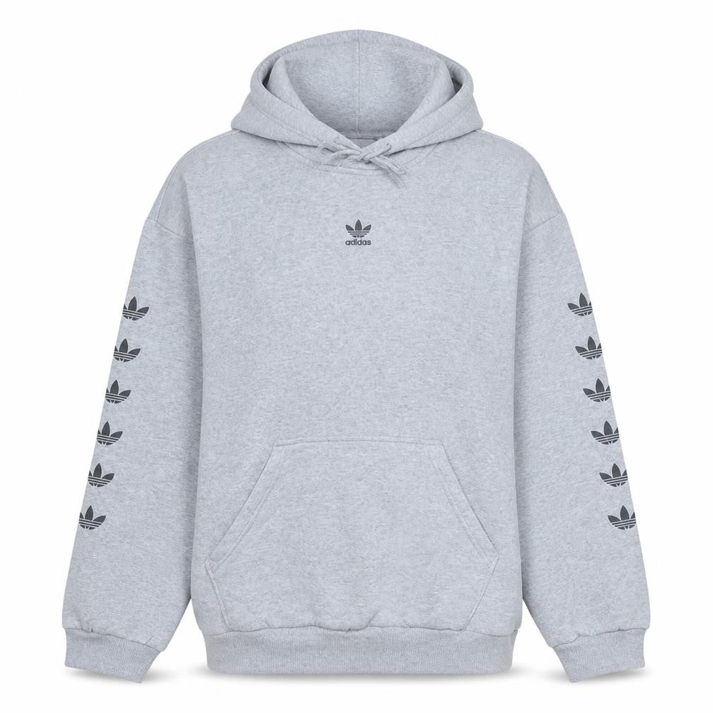 Front view of Adidas Women’s Grey Hooded Pullover Sweatshirt, size XS