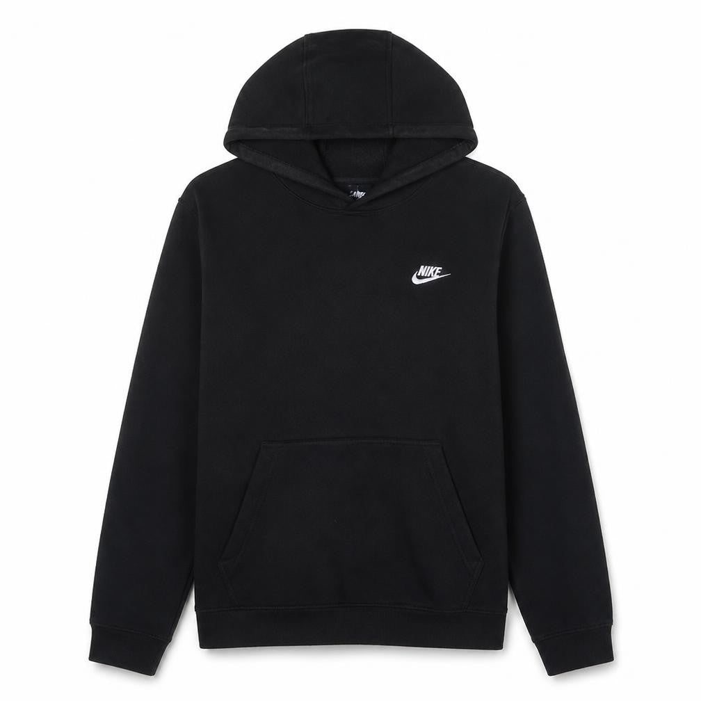 Front view of Nike Men's Black L Pullover Fleece Hoodie with Logo