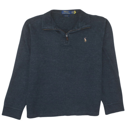 Ralph Lauren Men's Blue Cotton Half Zip Jumper Size S