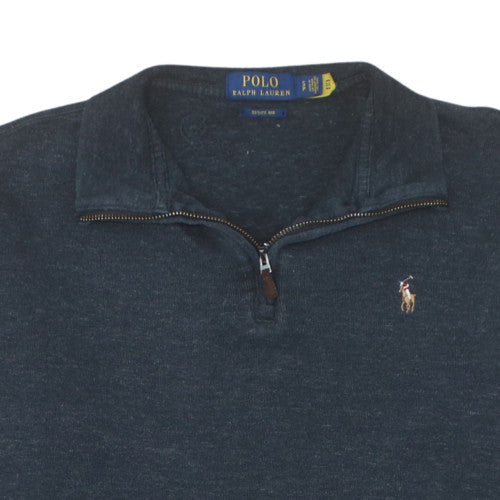 Ralph Lauren Men's Blue Cotton Half Zip Jumper Size S