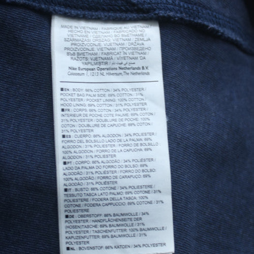 Nike Men's Blue Full Zip Hoodie Size M Cotton Blend